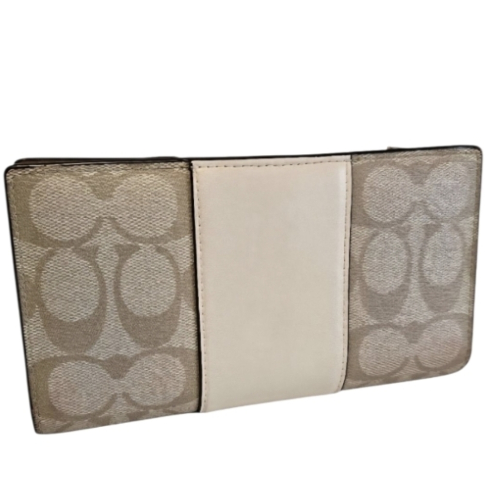 Coach Slim Zip Wallet In Signature Canvas With Stripe - Picture 3 of 13